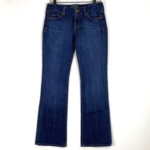 Seven7 Jeans Women's Sz 29 x 32 Blue Boot Cut Mid Rise Stretch Whiskered Denim